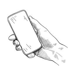 Logo: Hand hält ein Smartphone